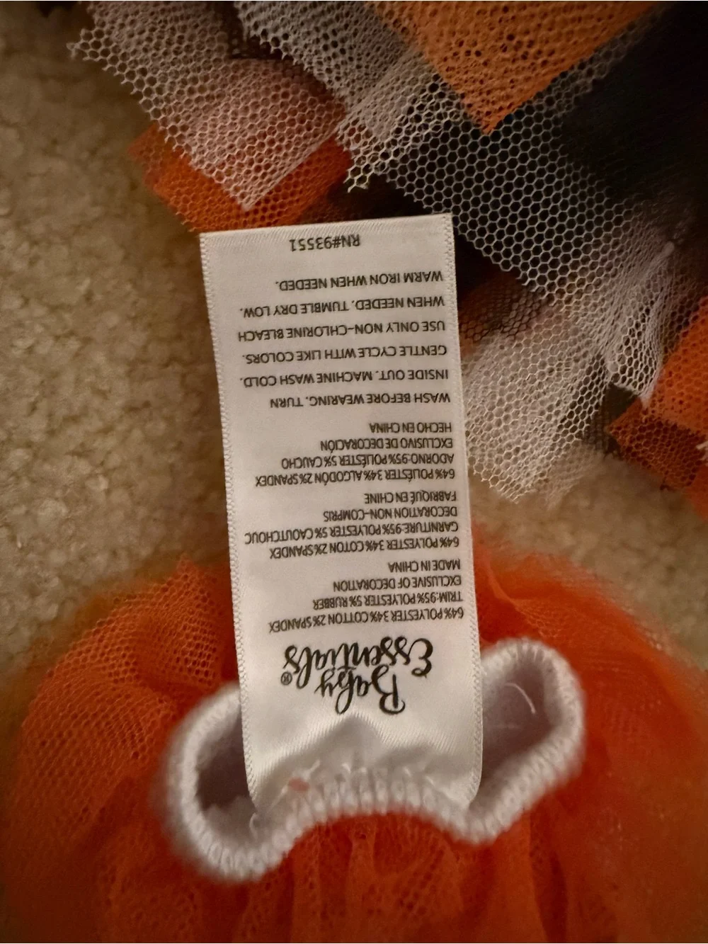 Baby Essentials Orange & Black Striped Tulle Tutu Set with Ruffle Leg Warmers